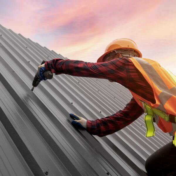 Metal roof replacement in Doncaster as a Roofing Guys Melbourne installer fastens new Colorbond sheets for a durable, weatherproof result.